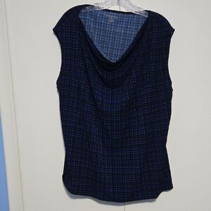 Lane Bryant Blue and‎ Black Checkered Top